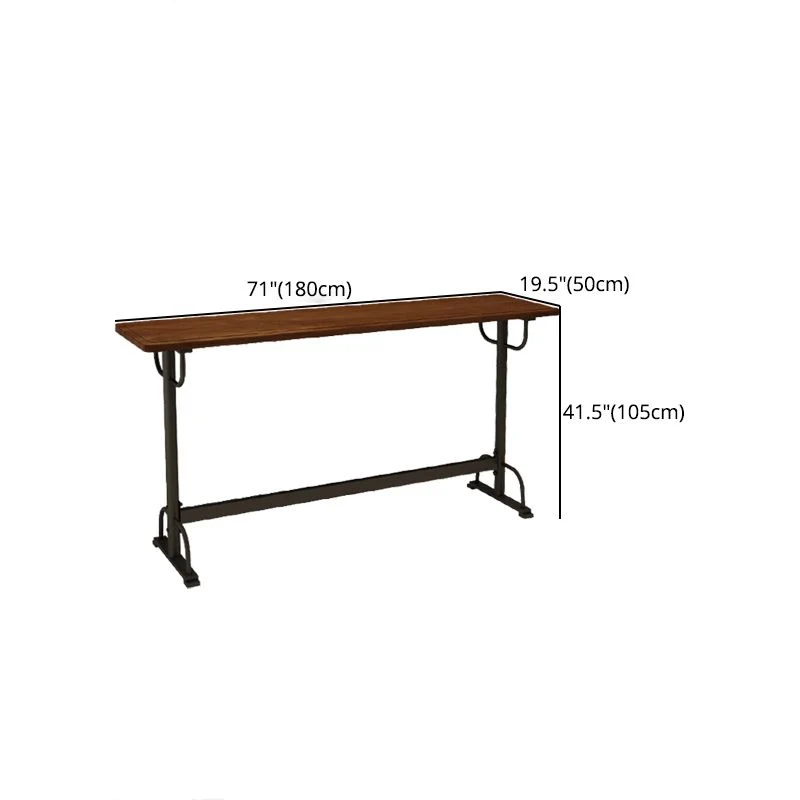 Tavolo da bar industriale rettangolare legno di pino con base cavalletto nero Clearhalo