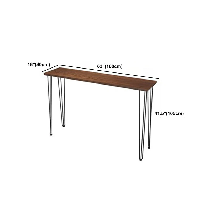 Tavolo da bar legno massello marrone Gambe nere e tavolo da bar con base metallo Clearhalo