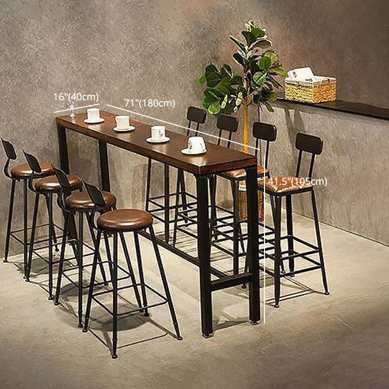 Tavolo da bar legno massello Tavolo da pranzo da bar industriale con base cavalletto nero Clearhalo