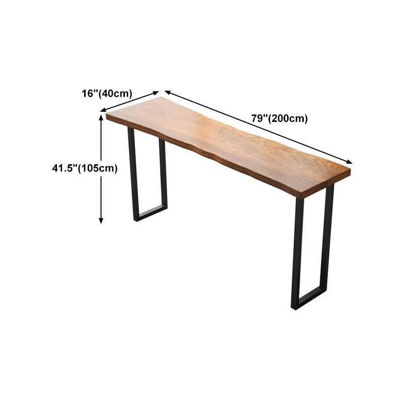 Tavolo da bar legno massello Tavolo da pranzo da bar industriale marrone con base slitta Clearhalo