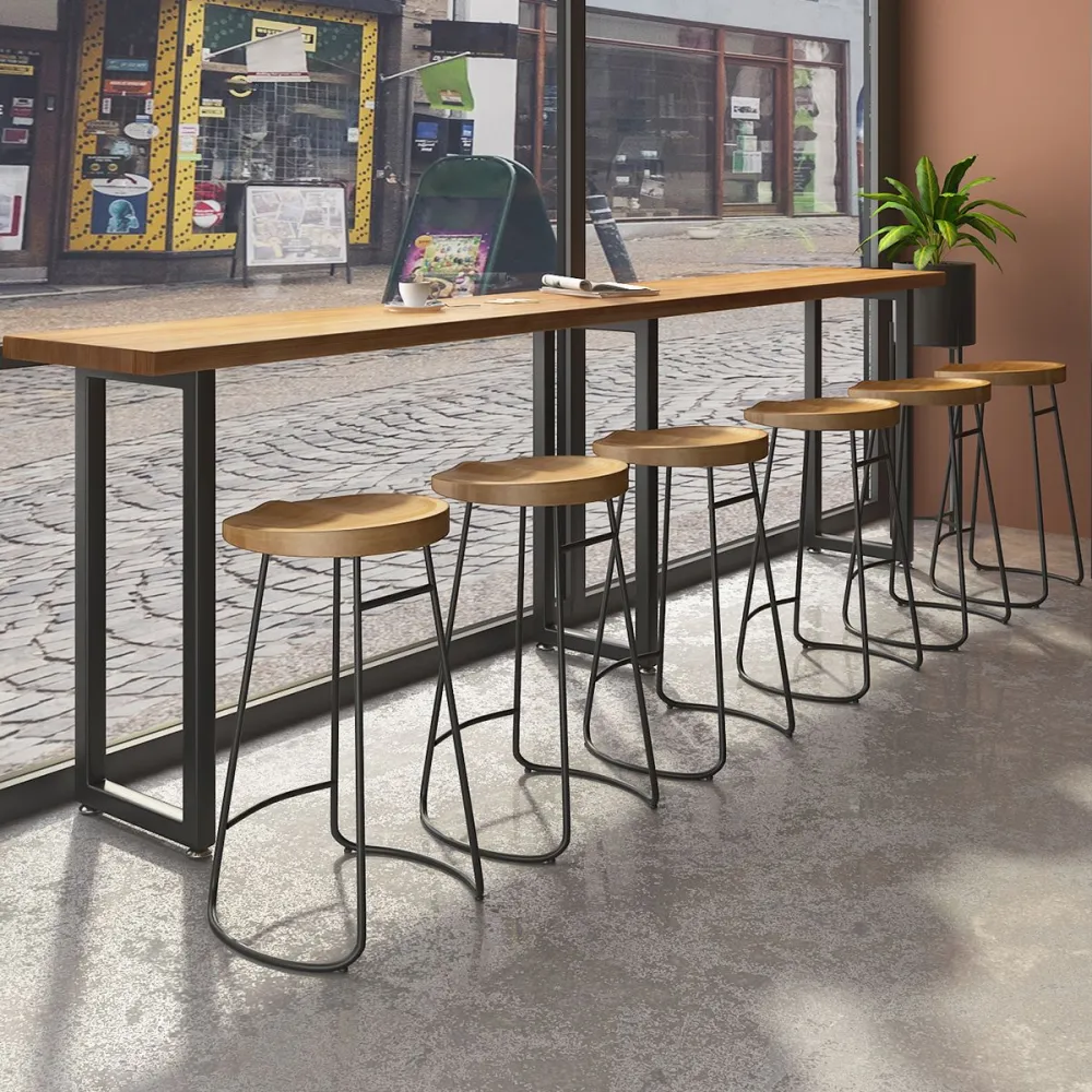Tavolo da bar legno di pino Tavolo da bar rettangolare industriale con base slitta Clearhalo