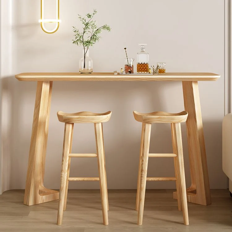 Tavolo da bar legno di pino Tavolo da bar moderno con base slitta legno Clearhalo