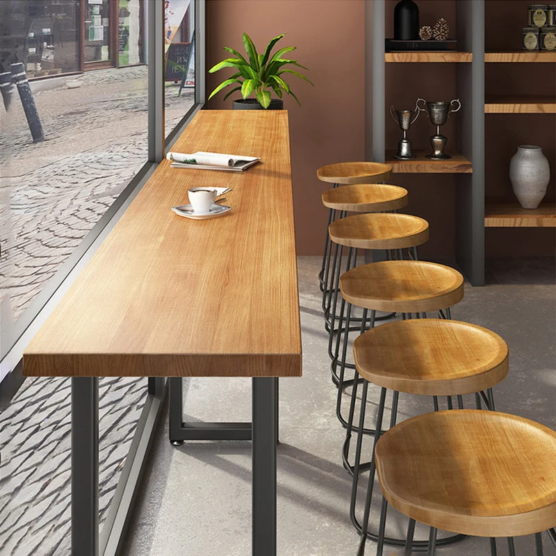 Tavolo da bar legno di pino Tavolo da pranzo da bar rettangolare industriale con base slitta Clearhalo