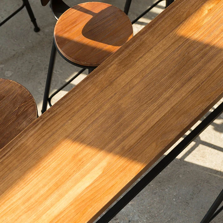 Tavolo da bar legno di pino Tavolo da pranzo da bar industriale con base cavalletto nero Clearhalo