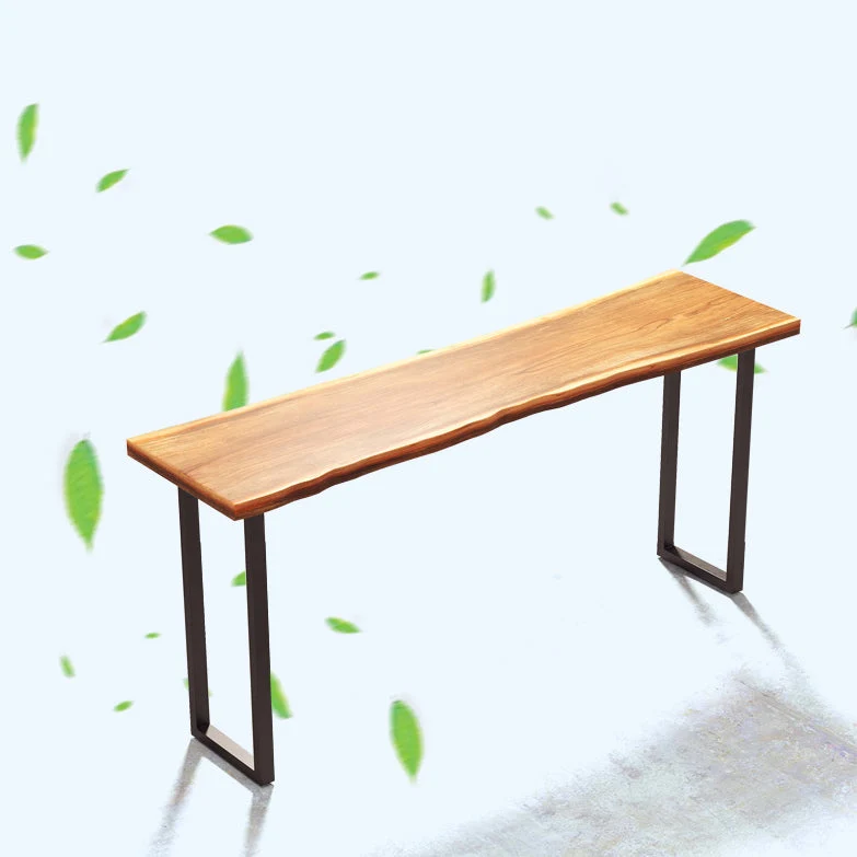 Tavolo da bar legno di pino Tavolo da pranzo da bar industriale marrone con base slitta Clearhalo