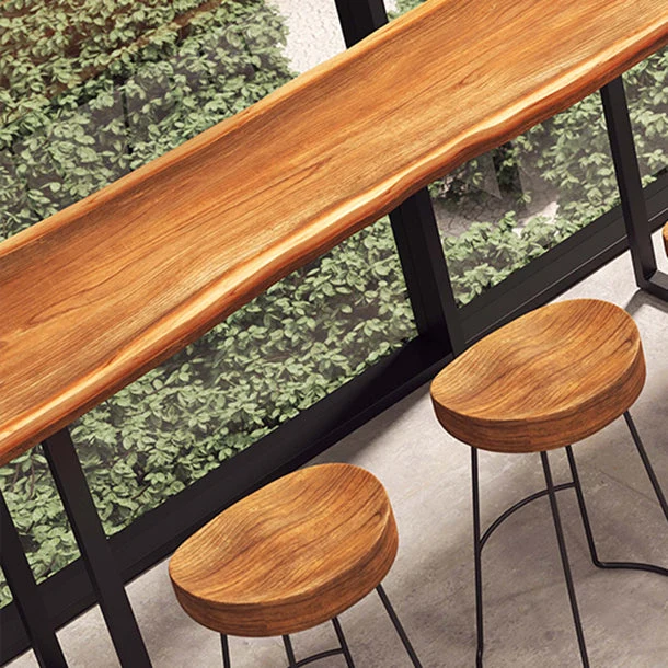 Tavolo da bar legno di pino Tavolo da pranzo da bar industriale marrone con base slitta Clearhalo