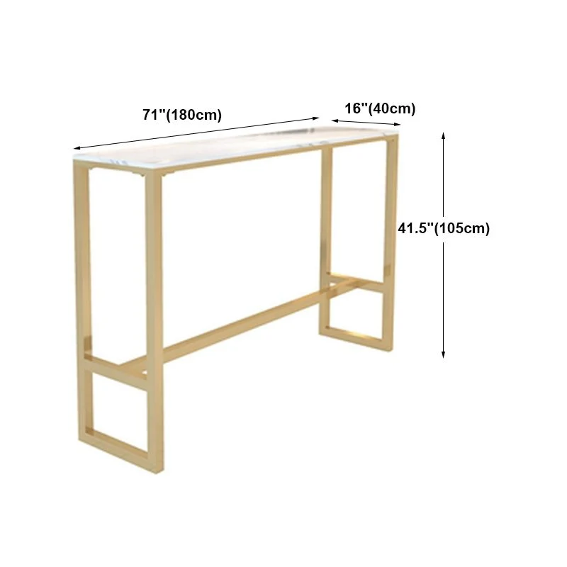 Tavolo da bar marmo bianco con piano rettangolare su cavalletto dorato - 41,3" H Clearhalo