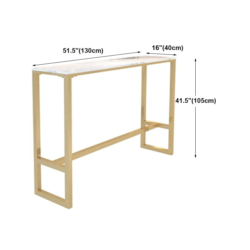 Tavolo da bar marmo bianco con piano rettangolare su cavalletto dorato - 41,3" H Clearhalo