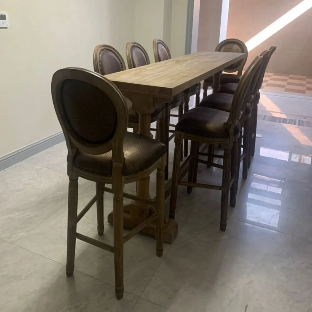 Tavolo da bar marrone stile industriale Tavolo da bar casual legno massello Clearhalo
