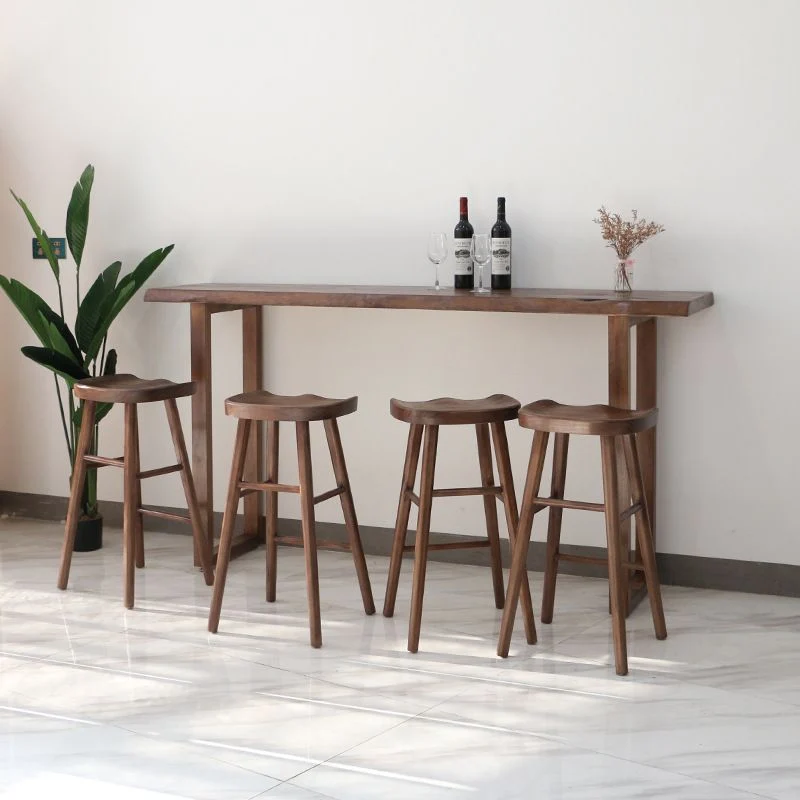 Tavolo da bar marrone stile industriale Tavolo da bar casual legno massello per interni Clearhalo
