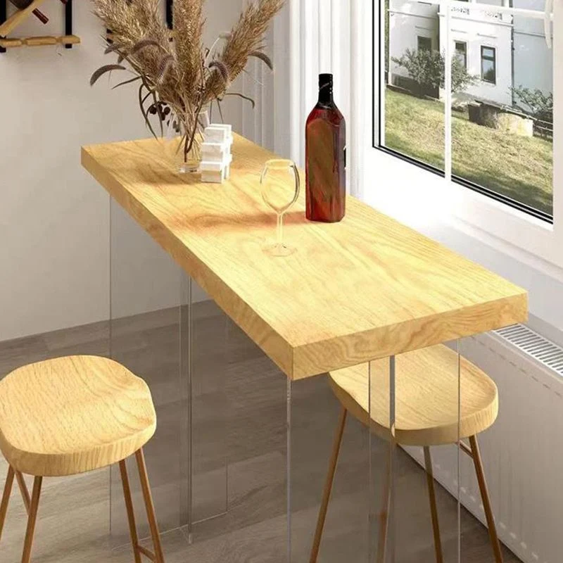 Tavolo da bar moderno con base legno massello acrilico per sala da pranzo Clearhalo