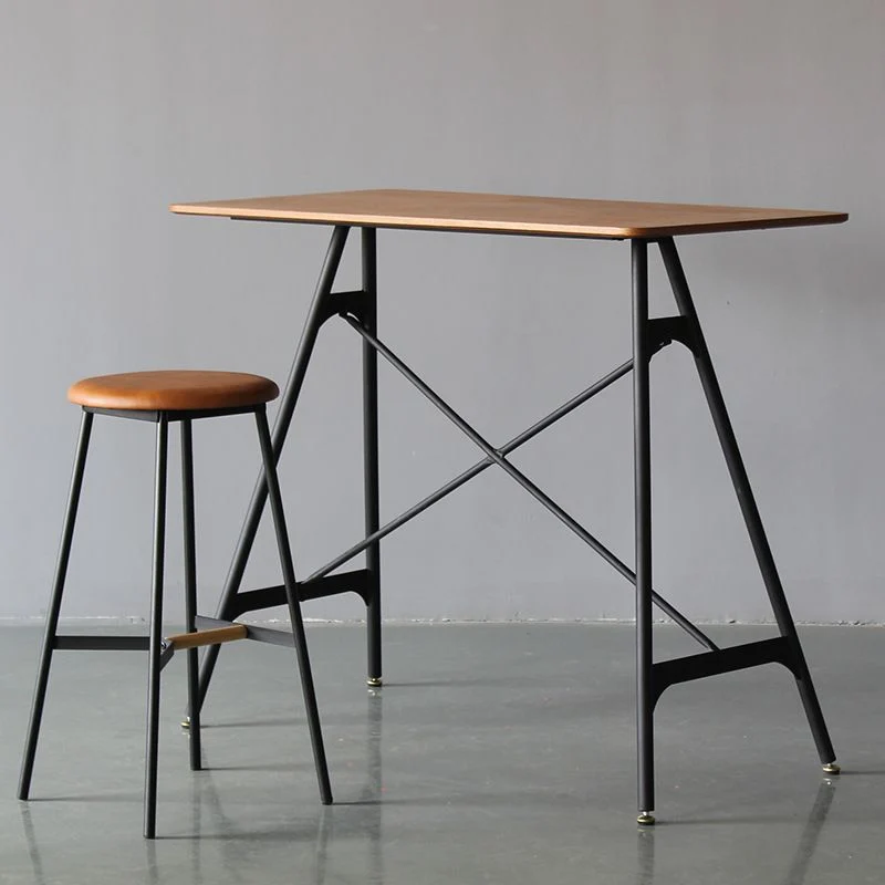 Tavolo da bar moderno rettangolare da bancone Tavolo da pranzo legno con gambe metallo Clearhalo