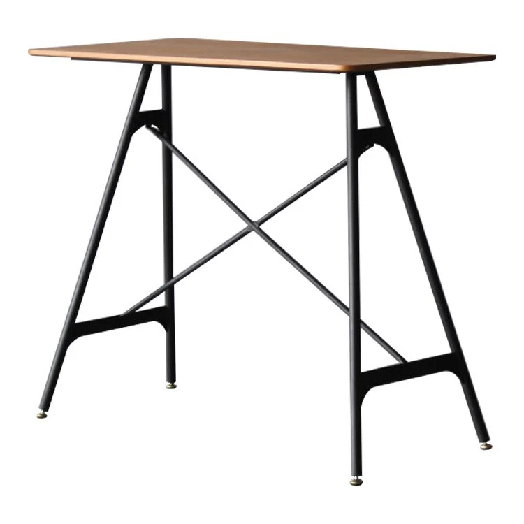 Tavolo da bar moderno rettangolare da bancone Tavolo da pranzo legno con gambe metallo Clearhalo