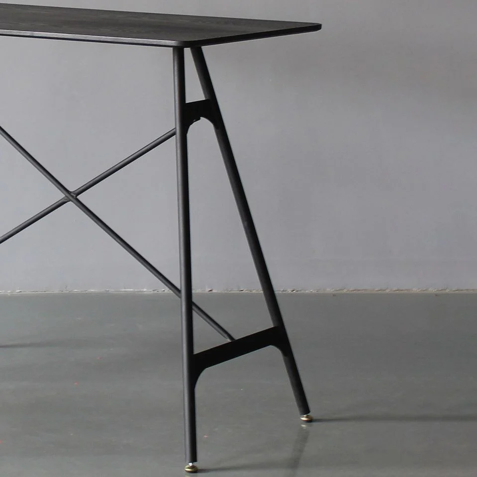 Tavolo da bar moderno rettangolare da bancone Tavolo da pranzo legno con gambe metallo Clearhalo