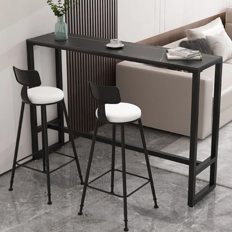 Tavolo da bar moderno rettangolare con piano pietra, tavolo da bistrot con base pedale Clearhalo