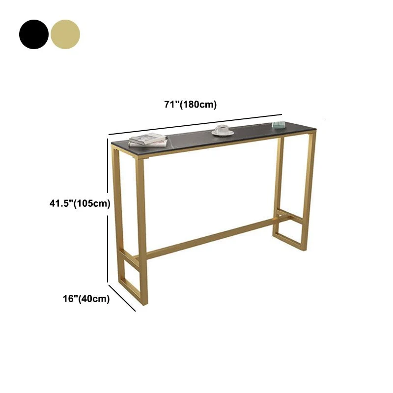 Tavolo da bar moderno rettangolare con piano pietra, tavolo da bistrot con base pedale Clearhalo