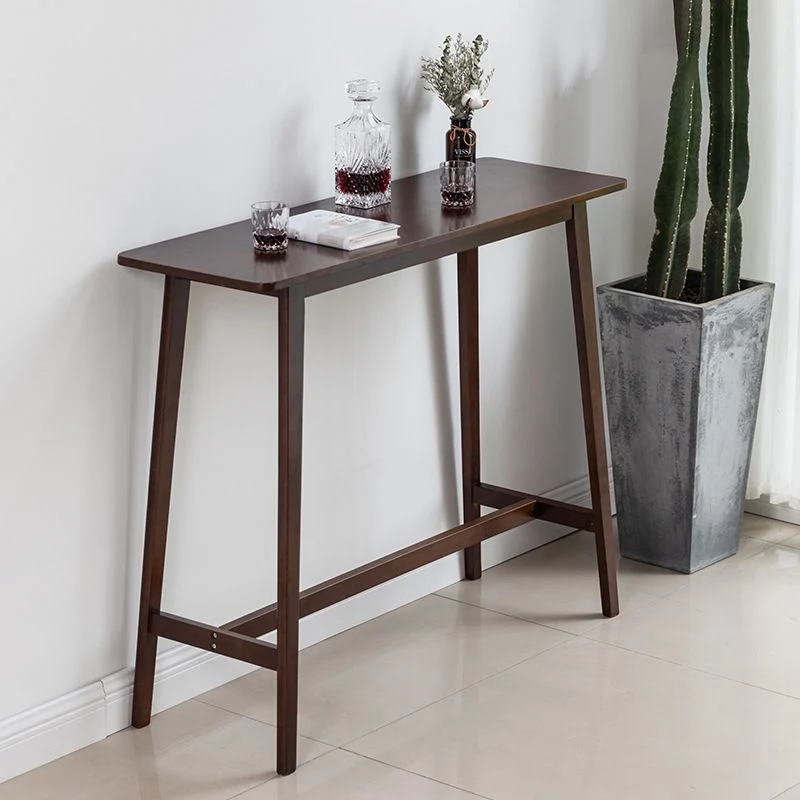 Tavolo da bar moderno rettangolare legno massello, scrivania da bar da bistrot con poggiapiedi Clearhalo