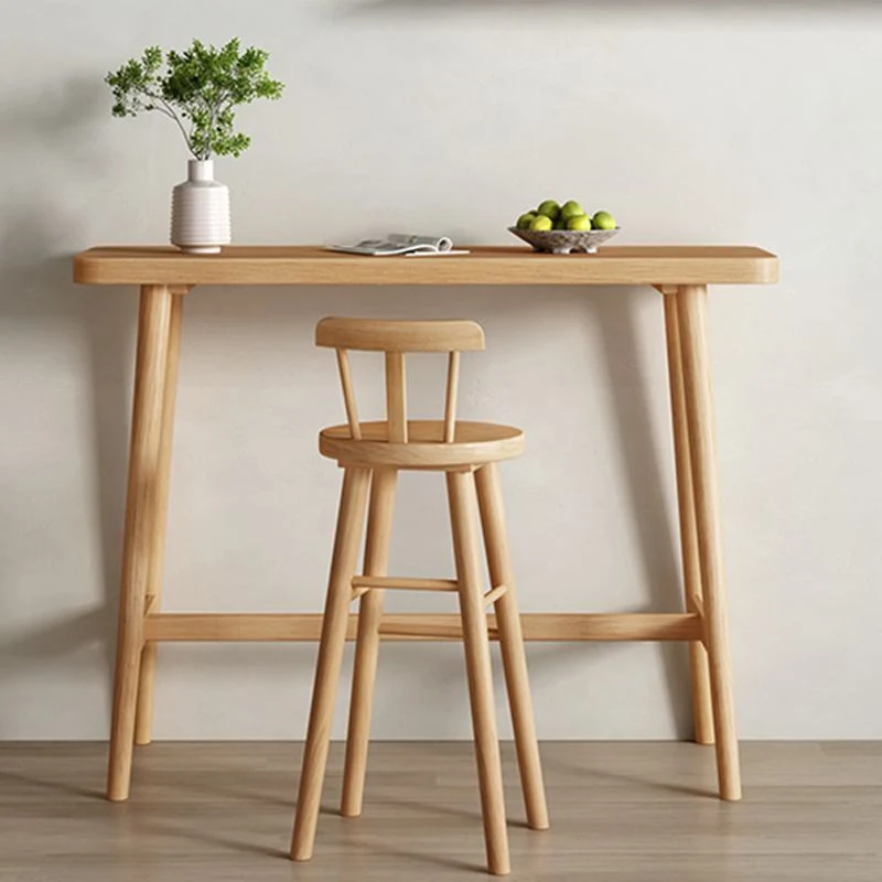 Tavolo da bar moderno rettangolare Tavolo da bistrot legno massello con base cavalletto Clearhalo