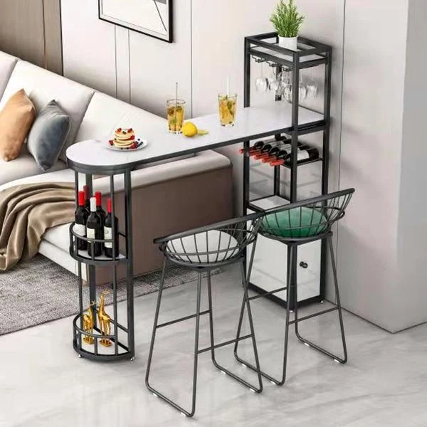 Tavolo da bar moderno Tavolo da pub marmo artificiale con ripiano, solo tavolo Clearhalo