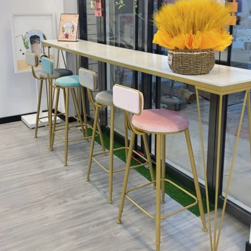 Tavolo da bar nordico Tavolo da bistrò 4 gambe color oro da 42 pollici di altezza per cucina Clearhalo