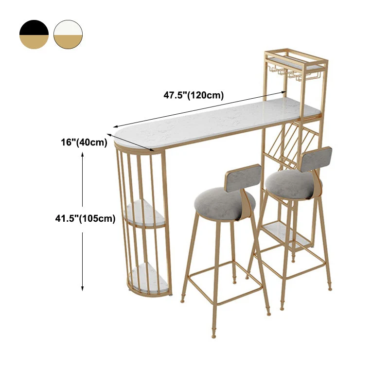Tavolo da bar nordico Tavolo da pub marmo artificiale con ripiano per sala da pranzo, solo tavolo Clearhalo