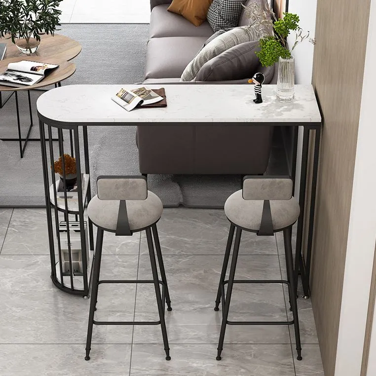 Tavolo da bar pietra bianca Tavolo da bar tradizionale di lusso con base slitta Clearhalo
