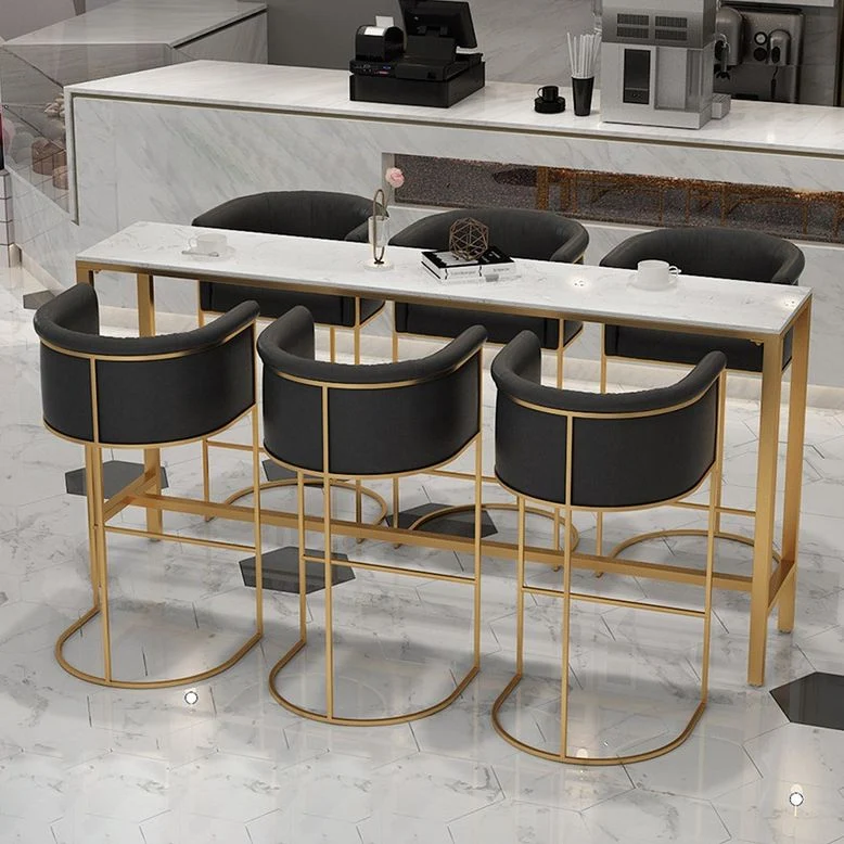 Tavolo da bar pietra bianca Tavolo da bar tradizionale di lusso con base dorata Clearhalo