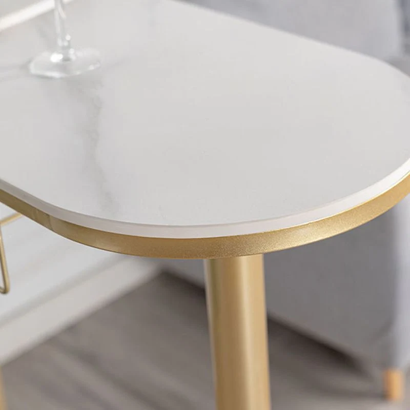 Tavolo da bar pietra bianca Tavolo da pranzo da bar moderno con base slitta Clearhalo