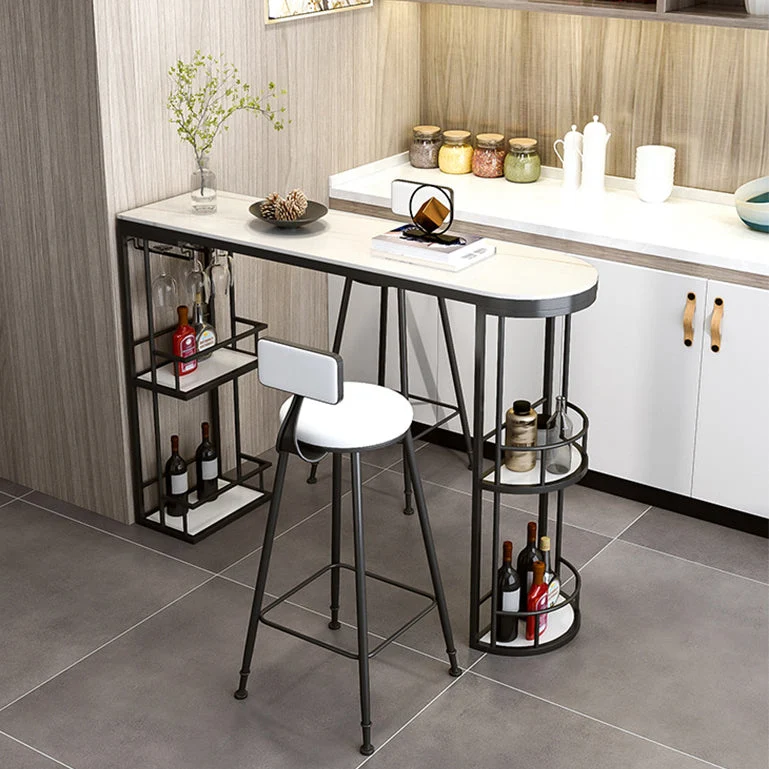 Tavolo da bar pietra stile glam Tavolo da bistrò con base metallo altezza 42 pollici per sala da pranzo Clearhalo