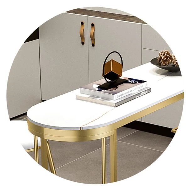 Tavolo da bar pietra stile glam Tavolo da bistrò con base metallo altezza 42 pollici per sala da pranzo Clearhalo
