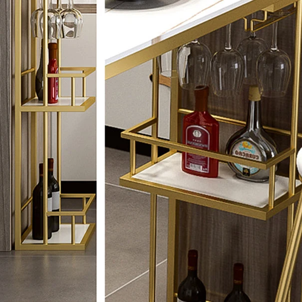Tavolo da bar pietra stile glam Tavolo da bistrò con base metallo altezza 42 pollici per sala da pranzo Clearhalo