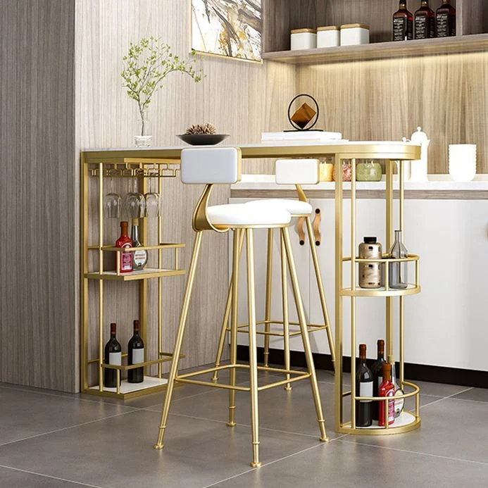 Tavolo da bar pietra stile glam Tavolo da bistrò con base metallo altezza 42 pollici per sala da pranzo Clearhalo