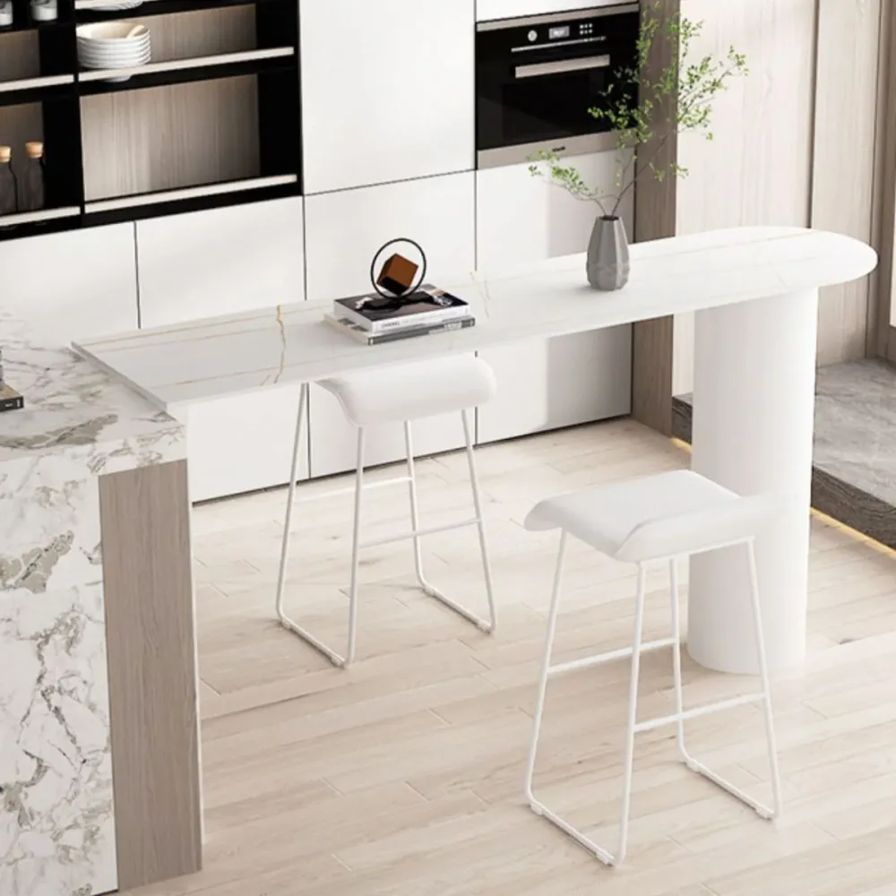 Tavolo da bar pietra stile moderno, scrivania da bar bistrot con doppio piedistallo Clearhalo