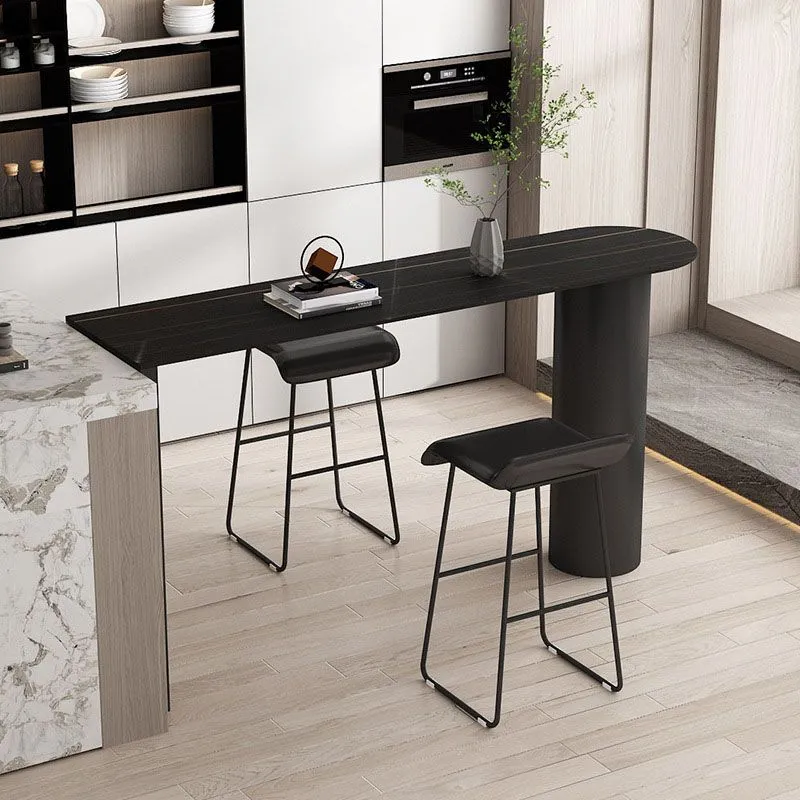 Tavolo da bar pietra stile moderno, scrivania da bar bistrot con doppio piedistallo Clearhalo