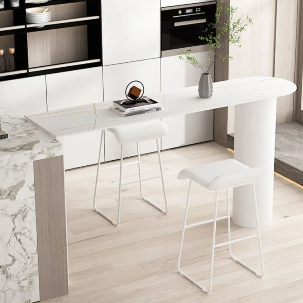 Tavolo da bar pietra stile moderno, scrivania da bar bistrot con doppio piedistallo Clearhalo