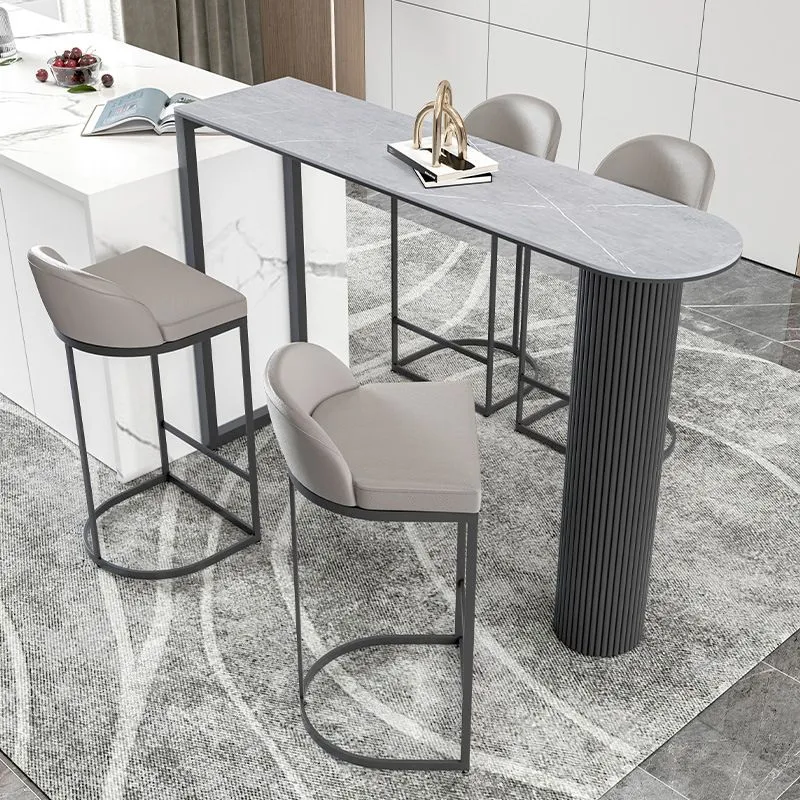 Tavolo da bar pietra stile moderno Tavolo da bar con doppio piedistallo per interni Clearhalo