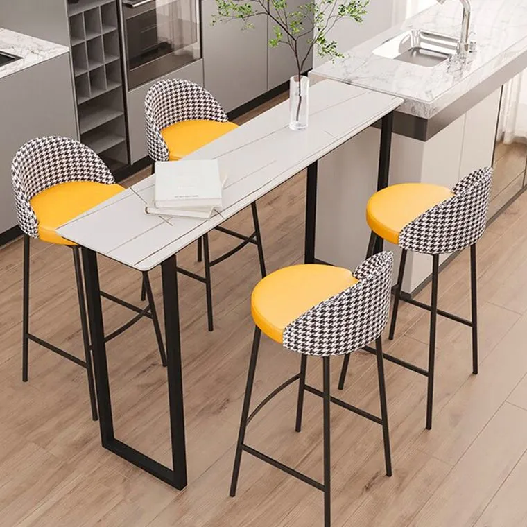 Tavolo da bar da pranzo moderno rettangolare pietra sinterizzata per cucina Clearhalo