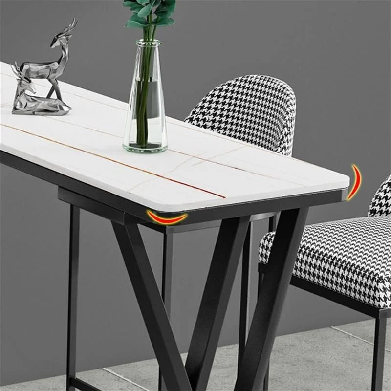 Tavolo da bar rettangolare bianco stile moderno finto marmo e tavolo da bar metallo Clearhalo