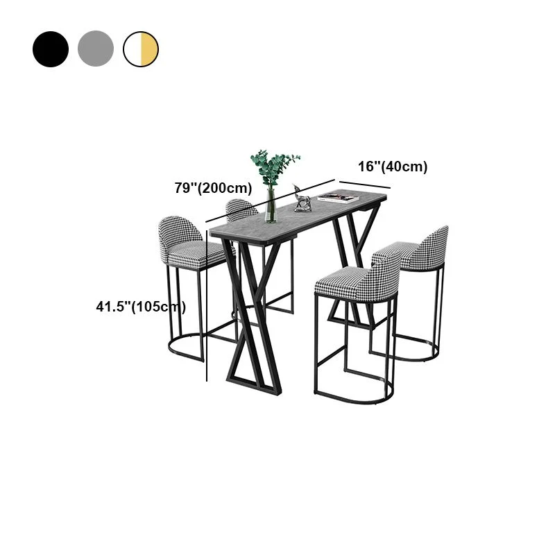 Tavolo da bar rettangolare bianco stile moderno finto marmo e tavolo da bar metallo Clearhalo