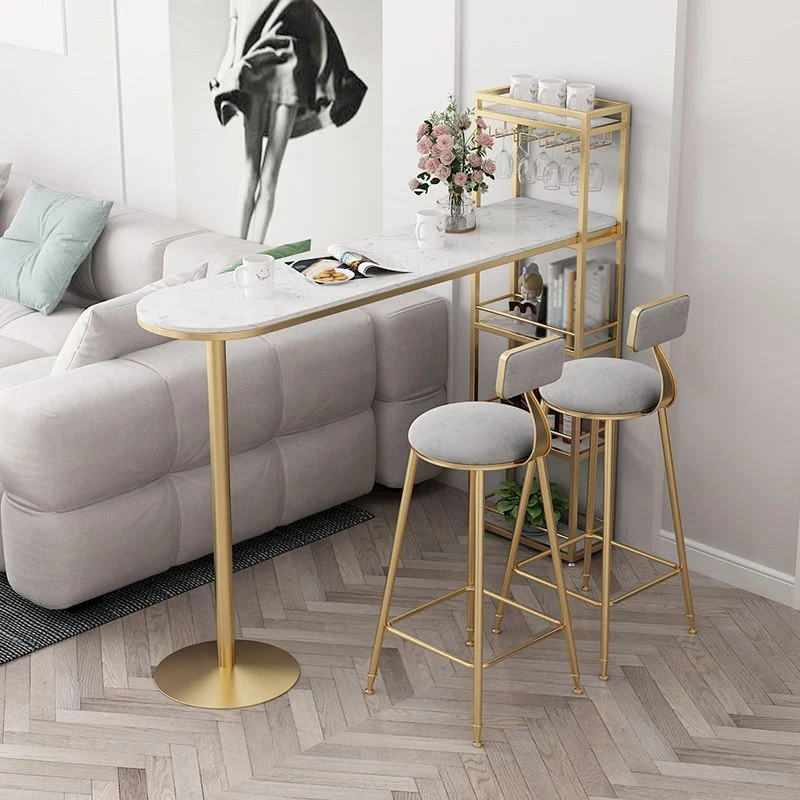 Tavolo da bar rettangolare bianco Tavolo da bar moderno con base slitta Clearhalo