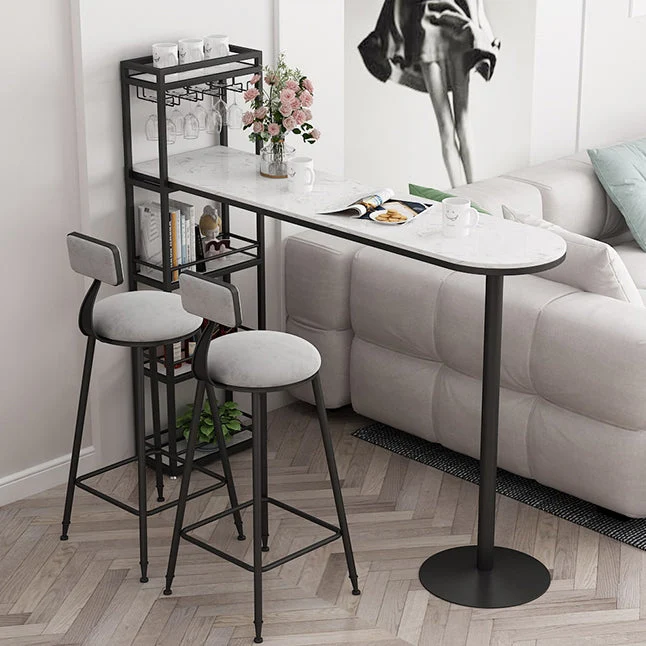 Tavolo da bar rettangolare bianco Tavolo da bar moderno con base slitta Clearhalo