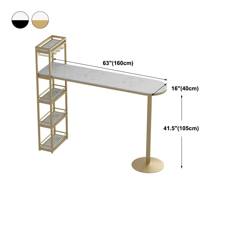 Tavolo da bar rettangolare bianco Tavolo da bar moderno con base slitta Clearhalo