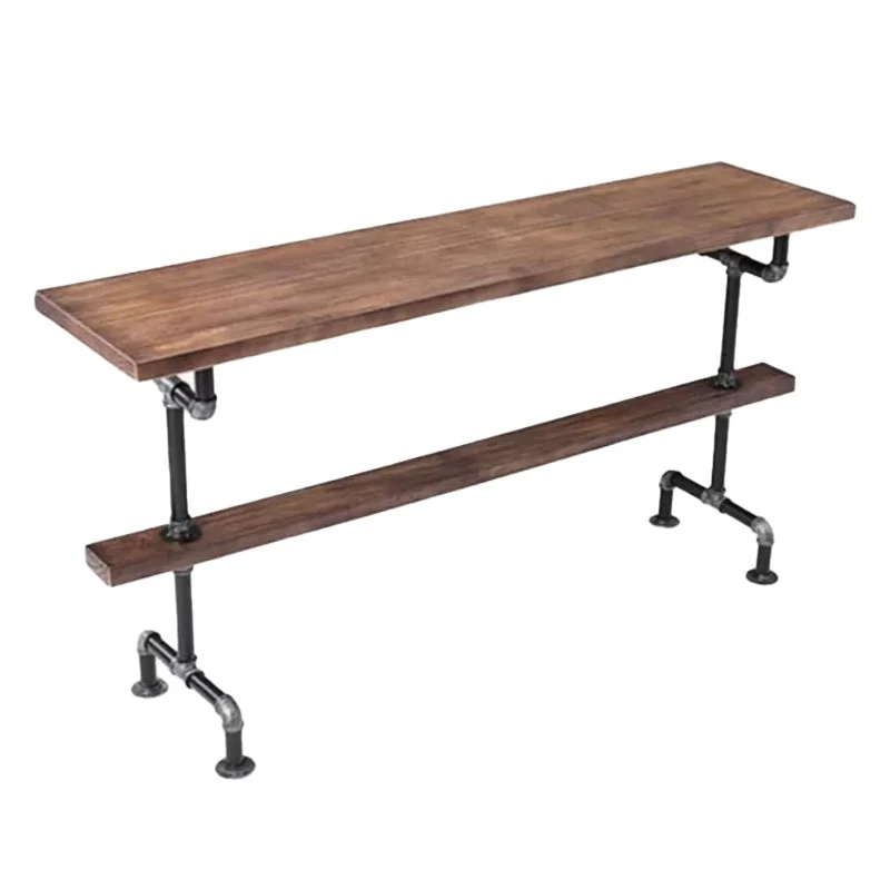 Tavolo da bar rettangolare con piano legno Tavolo da bar stile industriale con altezza di 42 pollici Clearhalo