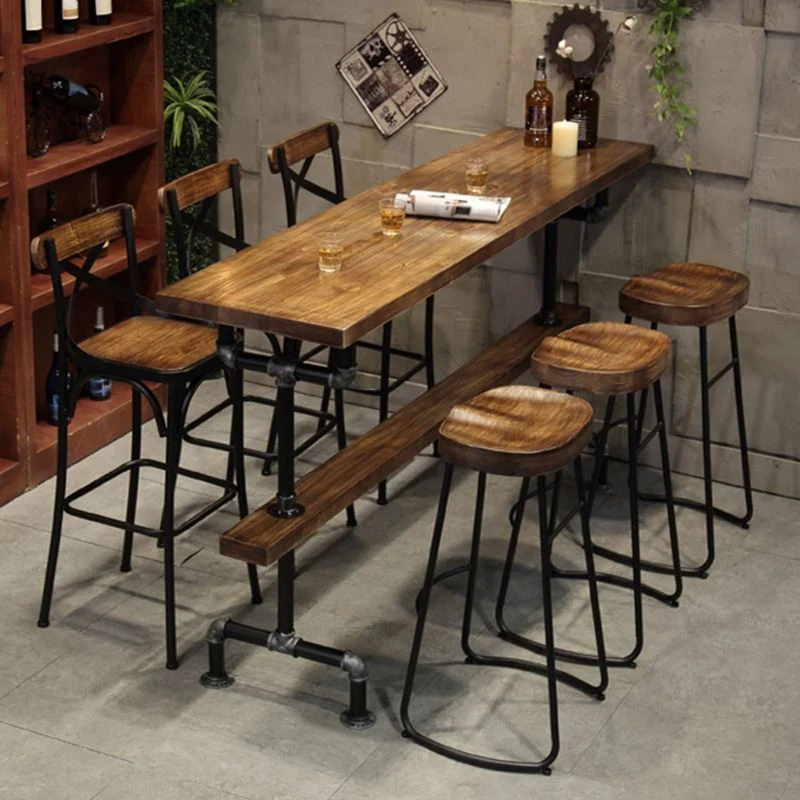 Tavolo da bar rettangolare con piano legno Tavolo da bar stile industriale con altezza di 42 pollici Clearhalo