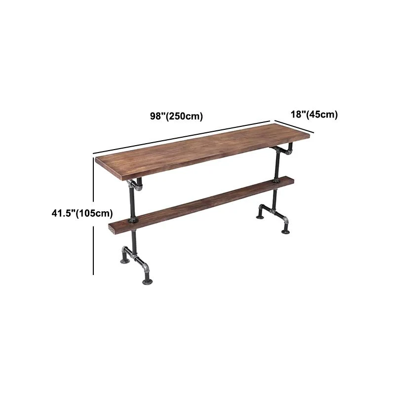 Tavolo da bar rettangolare con piano legno Tavolo da bar stile industriale con altezza di 42 pollici Clearhalo