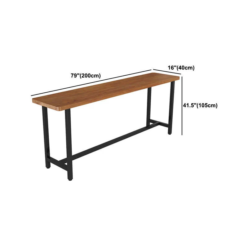 Tavolo da bar rettangolare con piano legno di pino Tavolo da bar industriale con base cavalletto nero Clearhalo