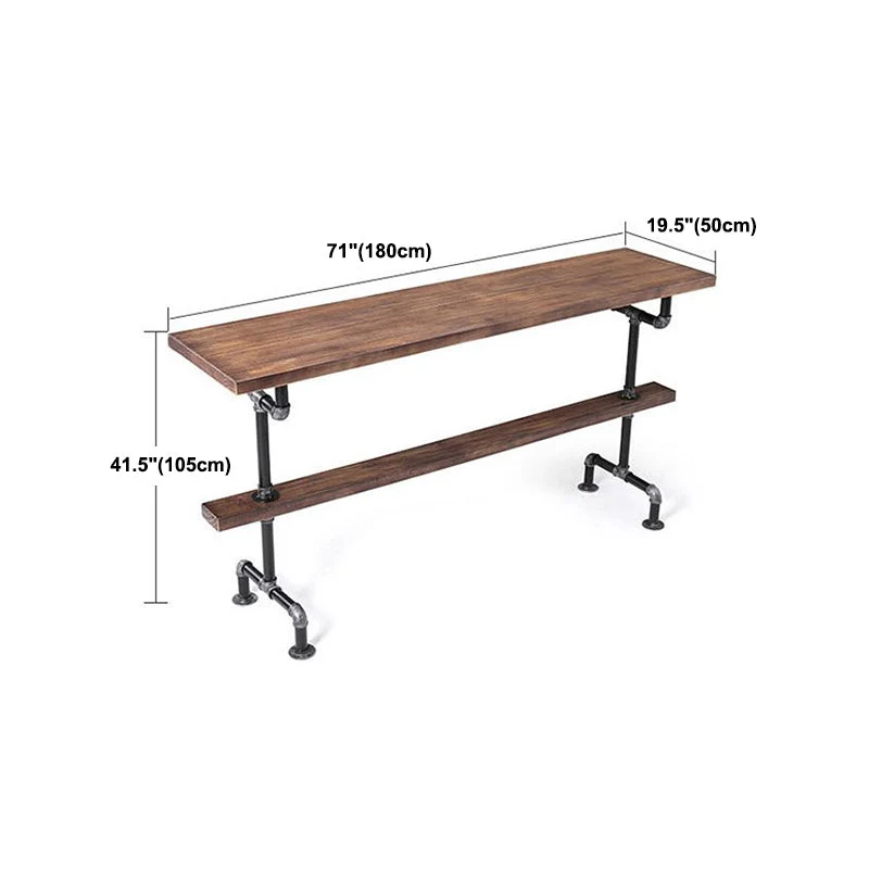 Tavolo da bar rettangolare con piano legno di pino Tavolo da bistrot industriale con base cavalletto Clearhalo