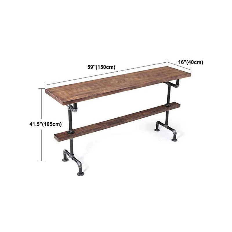 Tavolo da bar rettangolare con piano legno di pino Tavolo da bistrot industriale con base cavalletto Clearhalo
