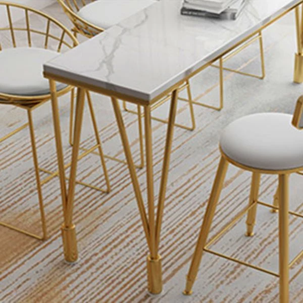 Tavolo da bar rettangolare con piano marmo artificiale Lussuoso tavolo da bistrot con 4 gambe Clearhalo