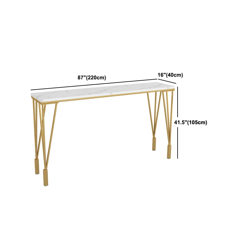 Tavolo da bar rettangolare con piano marmo artificiale Lussuoso tavolo da bistrot con 4 gambe Clearhalo